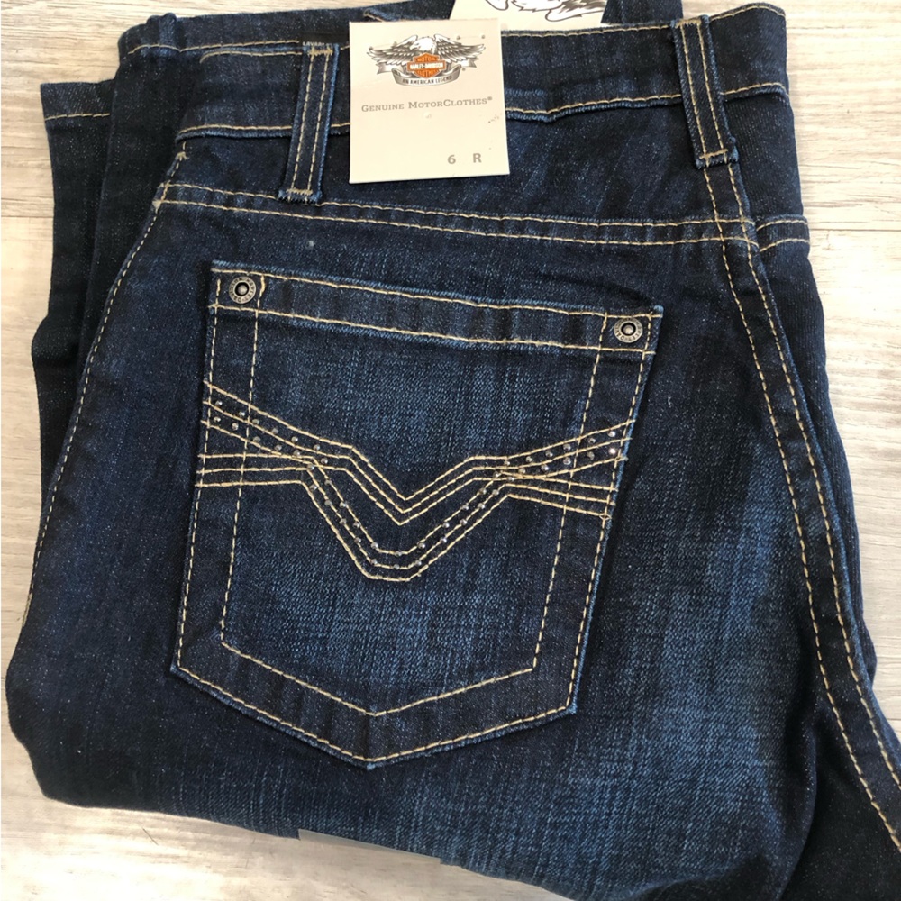 Harley-Davidson Dark Blue  Jeans with Contrast Stitching